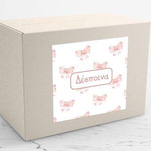 Sticker label Pink watercolor bows pattern 2