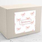 Sticker label Pink watercolor bows pattern