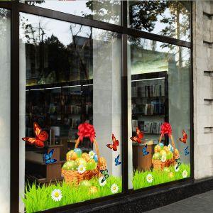 Πασχαλινό αυτοκόλλητο Καλάθι με Αυγά & Πεταλούδες, minimal στυλ 2