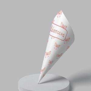 Paper candy cones Pink bows pattern 2