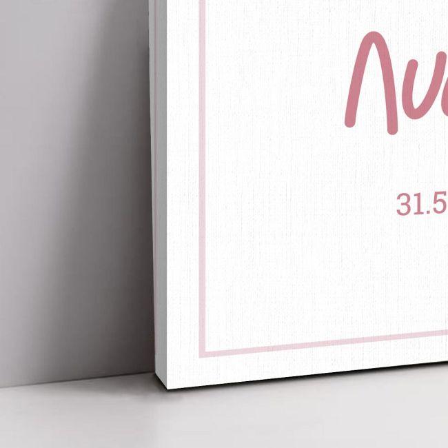 Canvaswelcome to my baptism, Teddy bear with blue balloons and flowers pink