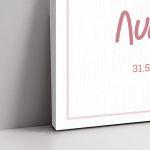 Canvaswelcome to my baptism, Teddy bear with blue balloons and flowers pink