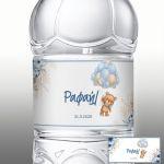 Sticker labelTeddy bear with blue balloons