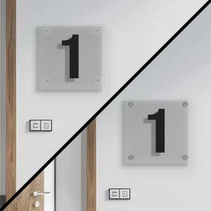 Αριθμοί δωματίων Plexiglass, διάφανο plexi , μαύρος αριθμός