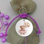 Wooden figure printed circular Cute bear golden balloons