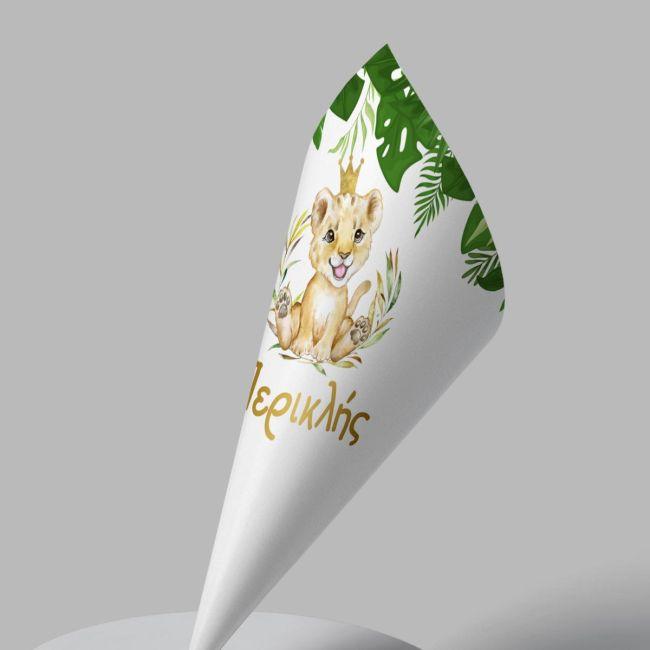 Paper candy cones Pink bows pattern