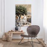 Canvas print Olive tree and bench