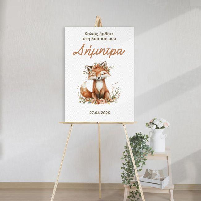 Canvas print baptism, Fox watercolor flowers
