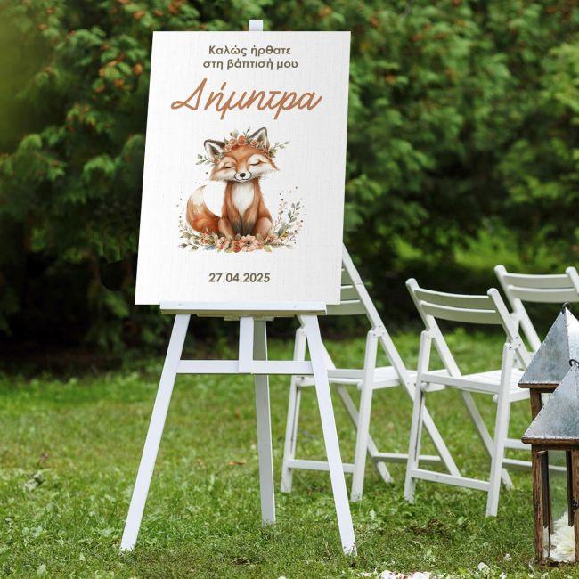 Canvas print baptism, Fox watercolor flowers