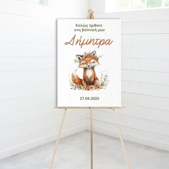 Canvas print baptism, Fox watercolor flowers