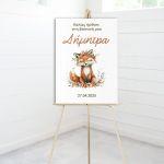 Canvas print baptism, Fox watercolor flowers