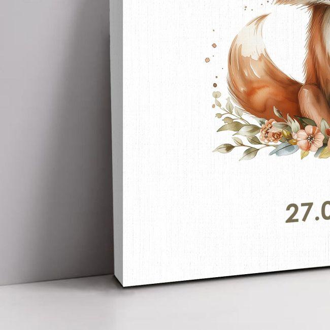 Canvas print baptism, Fox watercolor flowers