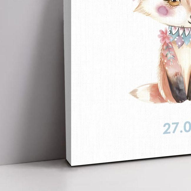 Canvas print baptism, Fox watercolor flowers 2