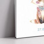 Canvas print baptism, Fox watercolor flowers 2