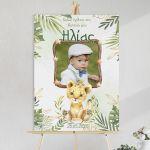 Canvas baptism Welcome Cute bluebear with balloons