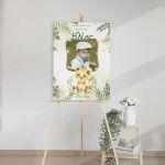 Canvas baptism Welcome Cute bluebear with balloons
