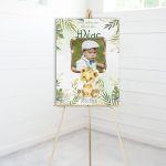 Canvas baptism Welcome Cute bluebear with balloons