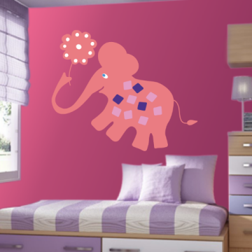 Αυτοκόλλητα τοίχου παιδικά Ροζ ελέφαντας