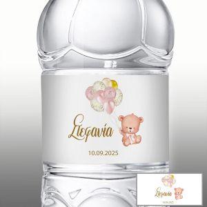 Sticker label Cute bear pink golden balloons 2