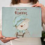 Wishes book, Cute Baby Bear Pilot Blue Airplane