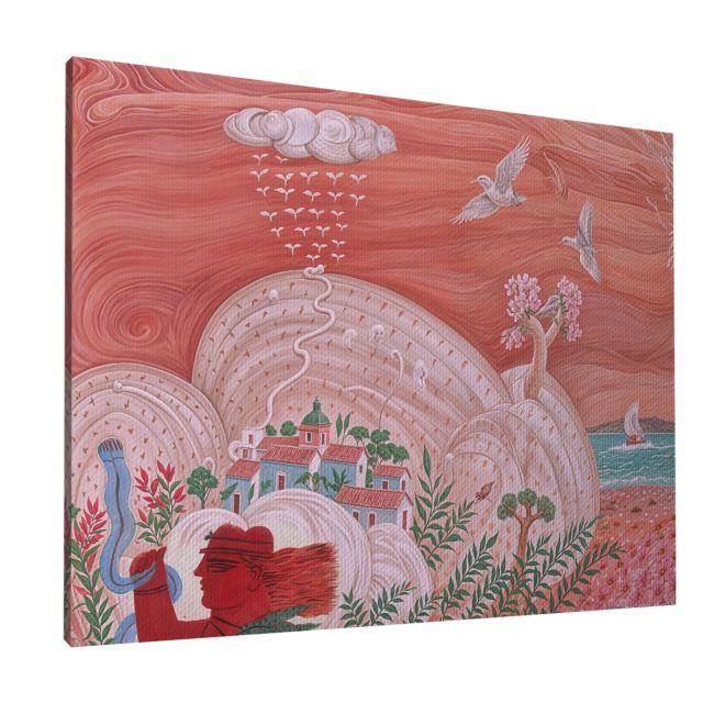 Canvas print Summer landscape reart, (original Fassianos)