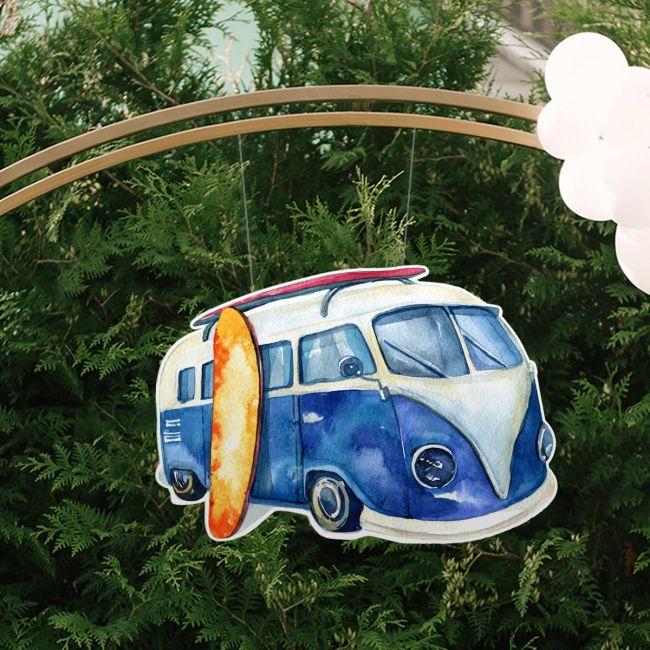 Wooden figure printed Camper blue