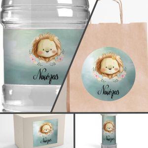 Sticker label watercolor flower fox