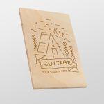 Wooden sign engraved logo, vertical