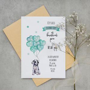 Party invitation Dalmatian dog with balloons
