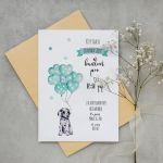 Party invitation Dalmatian dog with balloons