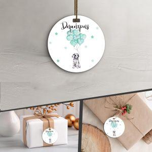 Labels thank you, Dalmatian dog with balloons