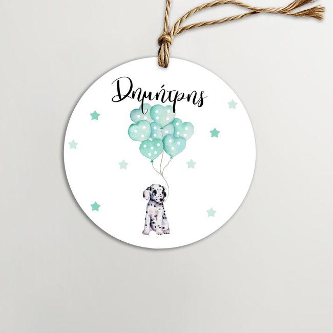 Labels thank you, Dalmatian dog with balloons