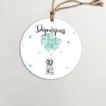 Labels thank you, Dalmatian dog with balloons