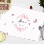 Placemat baptism party, Cherry blossoms watercolor