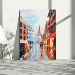 Canvas print Couple walking on the streets of Paris