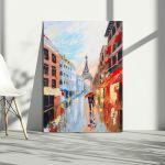 Canvas print Couple walking on the streets of Paris