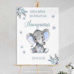 Canvas print welcome to my baptism,Elephantwatercolor flowers