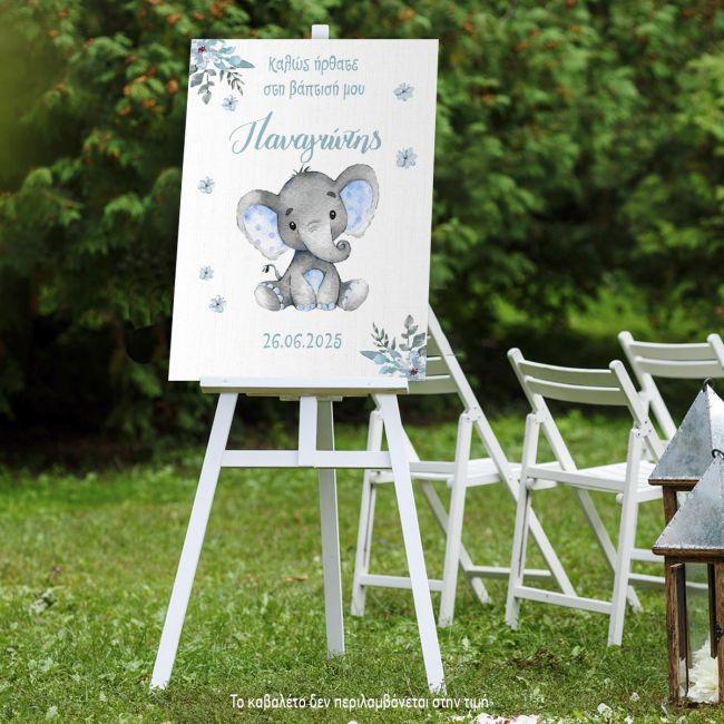 Canvas print welcome to my baptism,Elephantwatercolor flowers