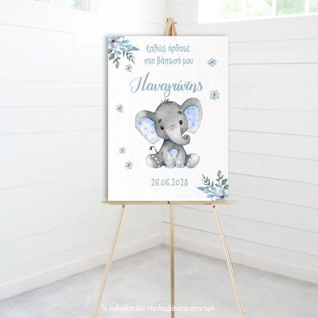 Canvas print welcome to my baptism,Elephantwatercolor flowers