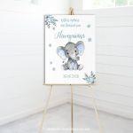 Canvas print welcome to my baptism,Elephantwatercolor flowers