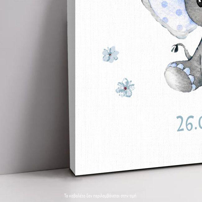 Canvas print welcome to my baptism,Elephantwatercolor flowers