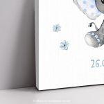 Canvas print welcome to my baptism,Elephantwatercolor flowers