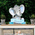 Wooden printed sign, Elephant blue custom name