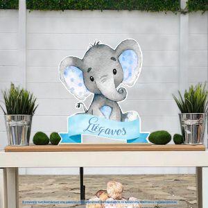 Wooden printed sign, Elephant blue custom name 2