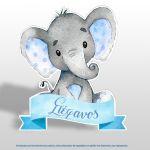 Wooden printed sign, Elephant blue custom name