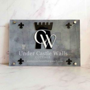 Plexiglass Sign,laser cut text or logo and printed text