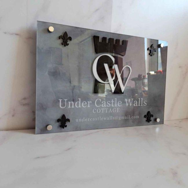 Plexiglass Sign,laser cut text or logo and printed text