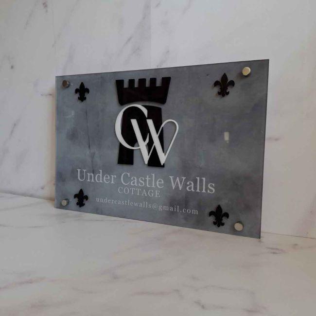 Plexiglass Sign,laser cut text or logo and printed text