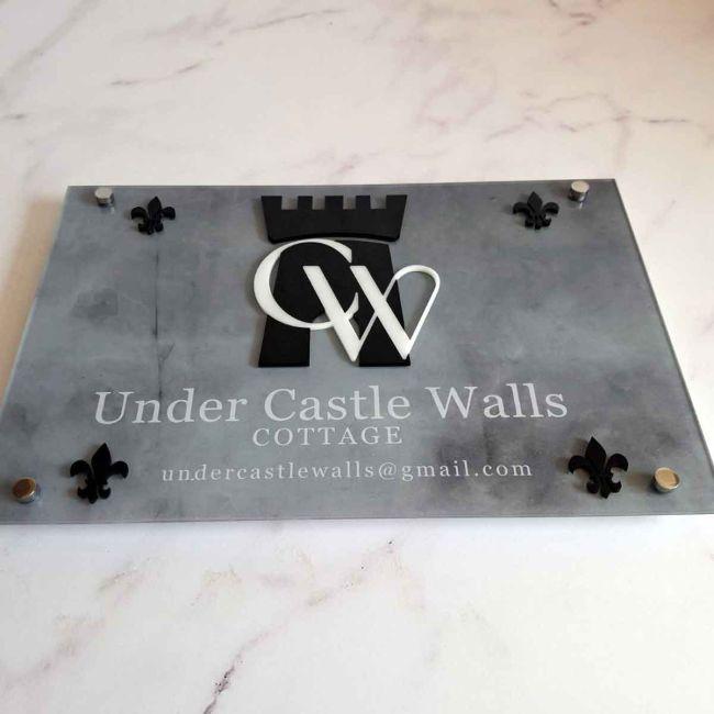 Plexiglass Sign,laser cut text or logo and printed text