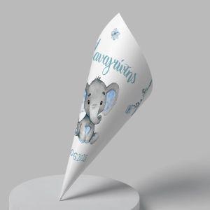 Paper candy cones blue elefant